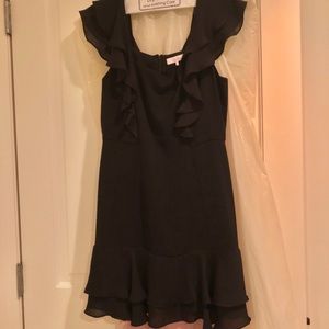 Parker size 4 black ruffle cocktail dress